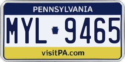 PA license plate MYL9465