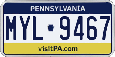 PA license plate MYL9467