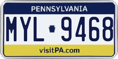 PA license plate MYL9468