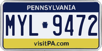 PA license plate MYL9472
