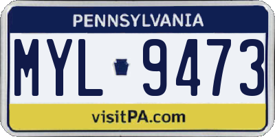 PA license plate MYL9473