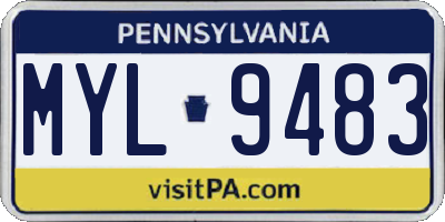 PA license plate MYL9483