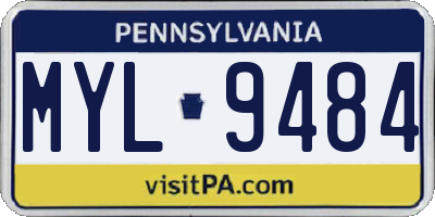 PA license plate MYL9484