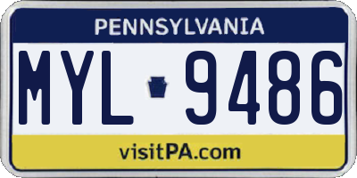 PA license plate MYL9486