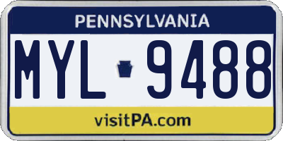 PA license plate MYL9488