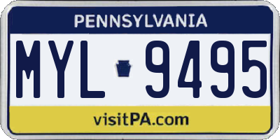 PA license plate MYL9495