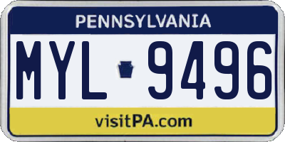 PA license plate MYL9496