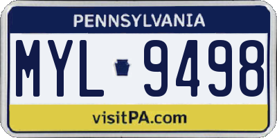 PA license plate MYL9498