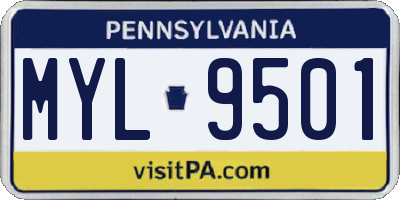 PA license plate MYL9501