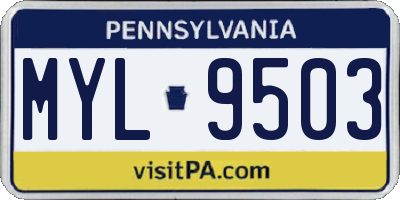 PA license plate MYL9503