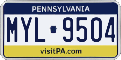 PA license plate MYL9504