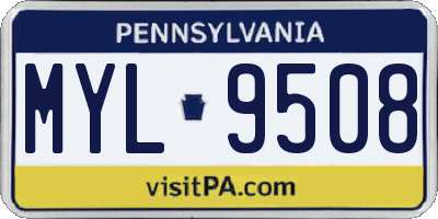 PA license plate MYL9508