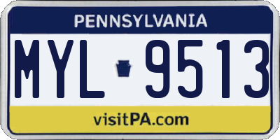 PA license plate MYL9513