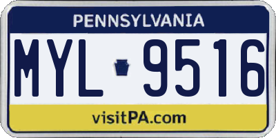 PA license plate MYL9516