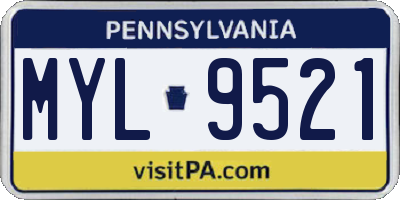 PA license plate MYL9521