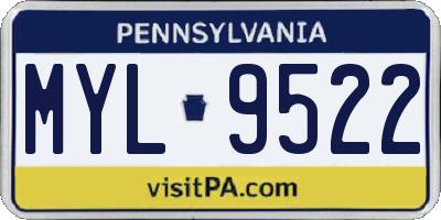 PA license plate MYL9522