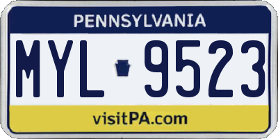 PA license plate MYL9523