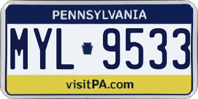 PA license plate MYL9533