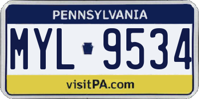 PA license plate MYL9534