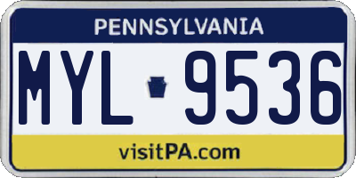 PA license plate MYL9536