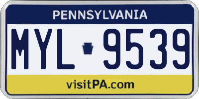 PA license plate MYL9539