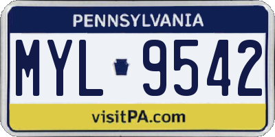 PA license plate MYL9542