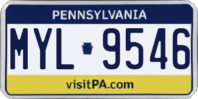 PA license plate MYL9546