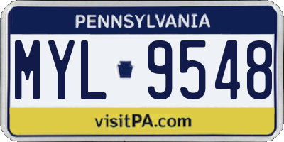 PA license plate MYL9548