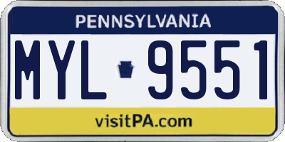 PA license plate MYL9551