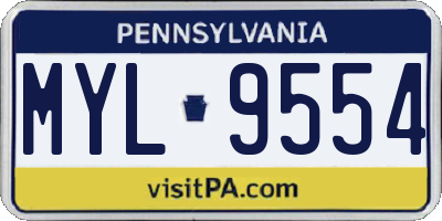 PA license plate MYL9554