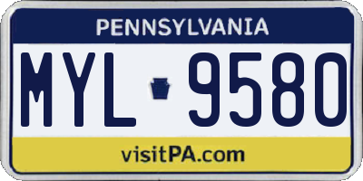 PA license plate MYL9580