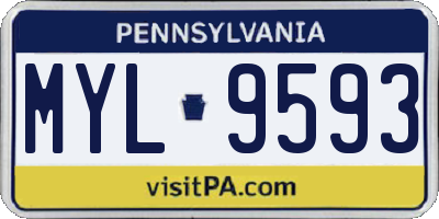 PA license plate MYL9593