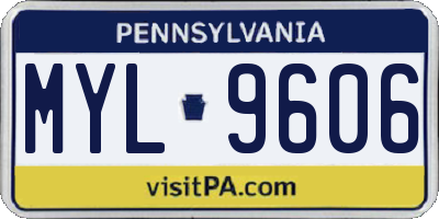 PA license plate MYL9606