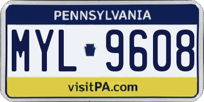 PA license plate MYL9608
