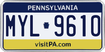 PA license plate MYL9610
