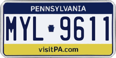 PA license plate MYL9611