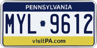 PA license plate MYL9612