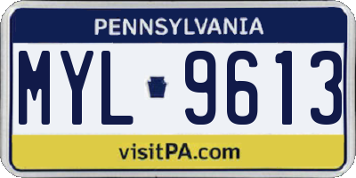 PA license plate MYL9613