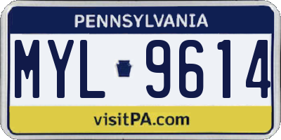 PA license plate MYL9614