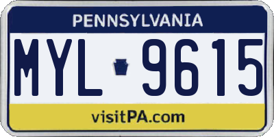 PA license plate MYL9615