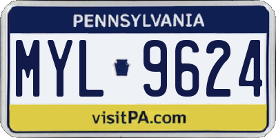 PA license plate MYL9624