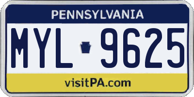 PA license plate MYL9625