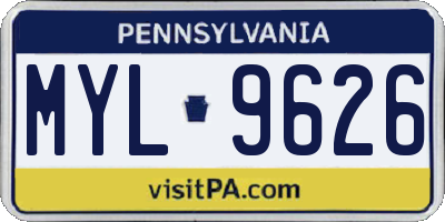 PA license plate MYL9626