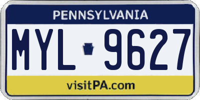 PA license plate MYL9627