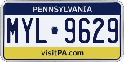 PA license plate MYL9629