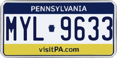 PA license plate MYL9633