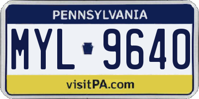 PA license plate MYL9640