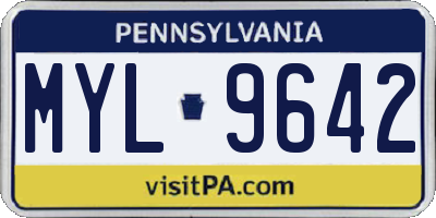 PA license plate MYL9642