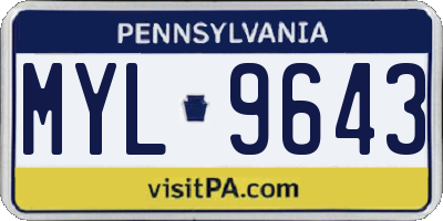 PA license plate MYL9643