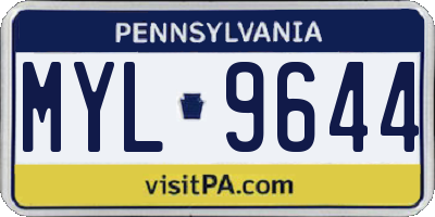 PA license plate MYL9644